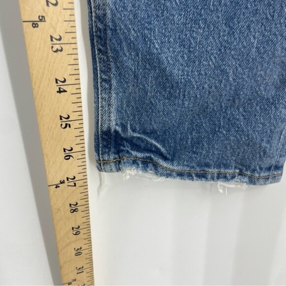 Agolde Riley Long Buttonfly Jeans Size 24 high rise straight distressed - Picture 9 of 12